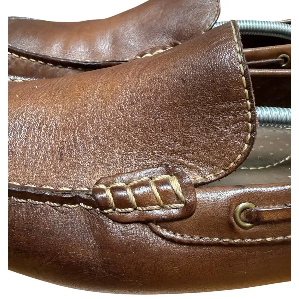 VIA SPIGA Drive Along Men's 9.5 Brown Genuine Leather Driving Casual Shoes